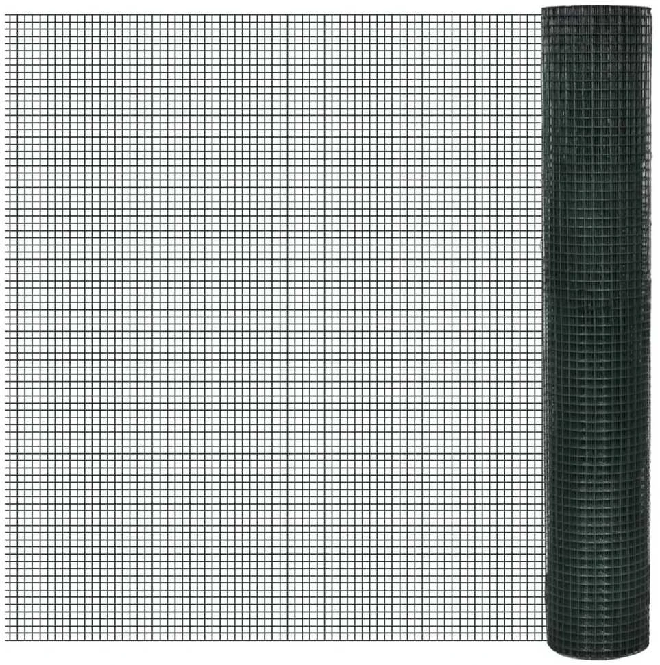 Vielinis tinklas, žalias, 10x1m, cinkuotas ir dengtas PVC