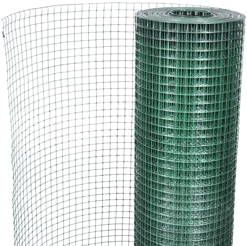Vielinis tinklas, žalias, 10x1m, cinkuotas ir dengtas PVC