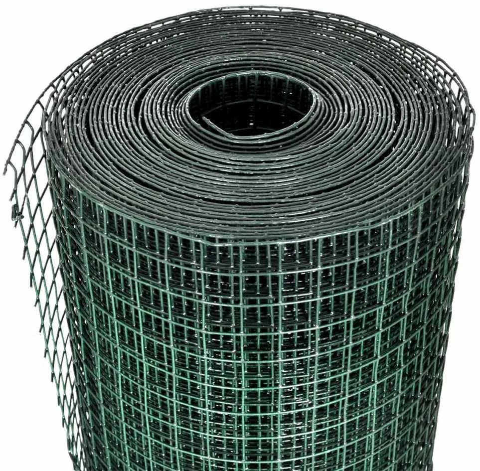 Vielinis tinklas, žalias, 10x1m, cinkuotas ir dengtas PVC