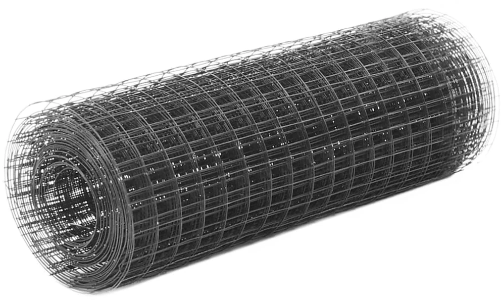 Vielos tinklas su PVC danga, pilkas, 10x0,5m