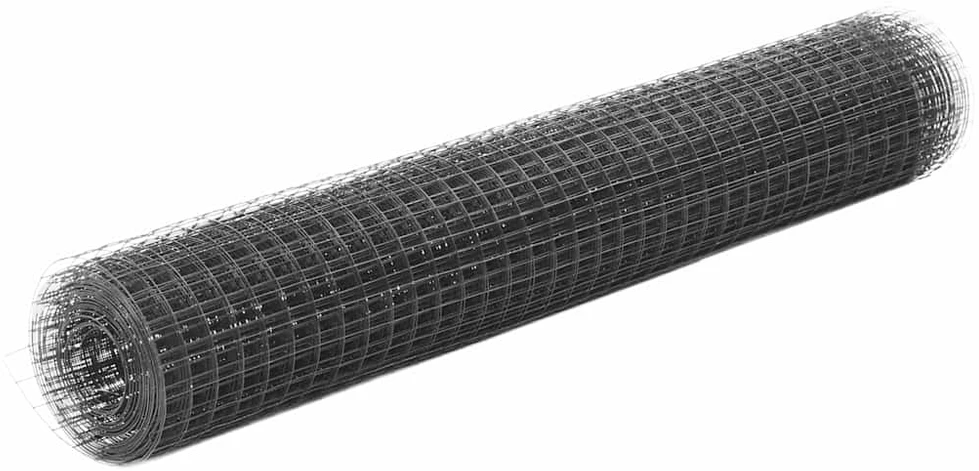 Vielos tinklas su PVC danga, pilkas, 10x1m