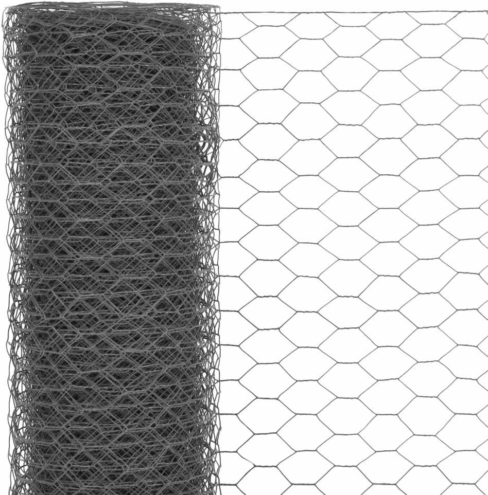 Vielos tinklas su PVC danga, pilkas, 25x0,75m