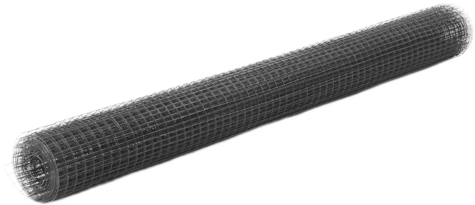 Vielos tinklas su PVC danga, pilkas, 25x1,5m