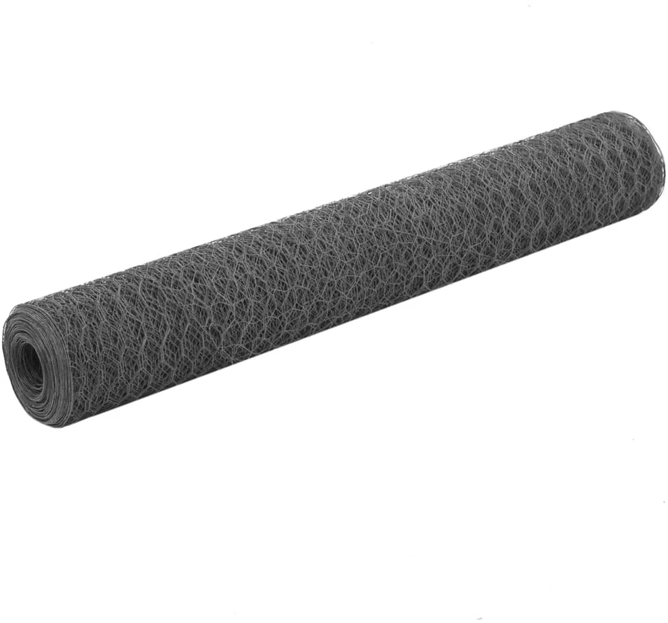 Vielos tinklas su PVC danga, pilkas, 25x1m