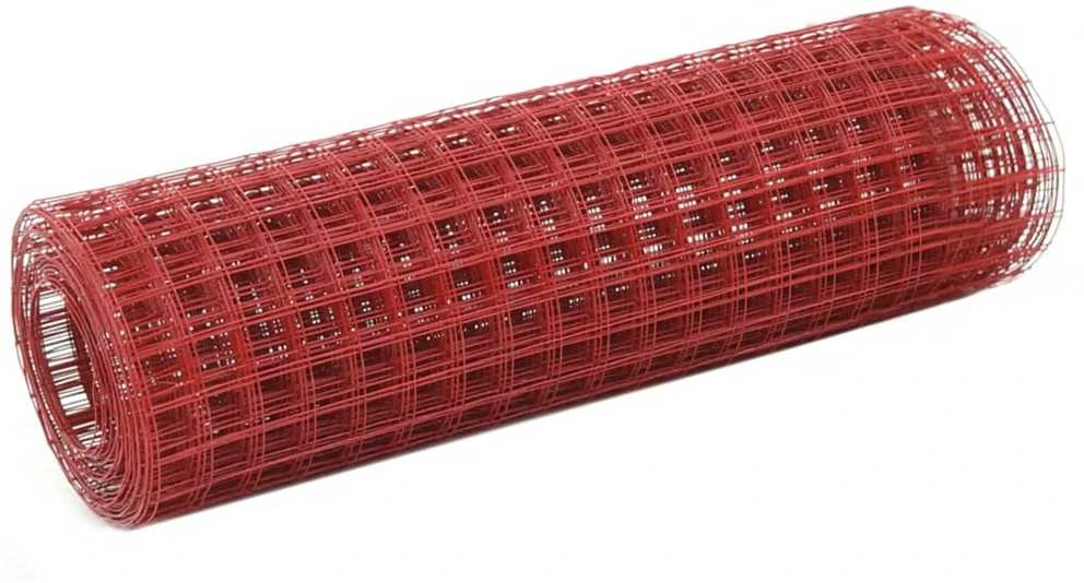 Vielos tinklas su PVC danga, raudonas, 10x0,5m
