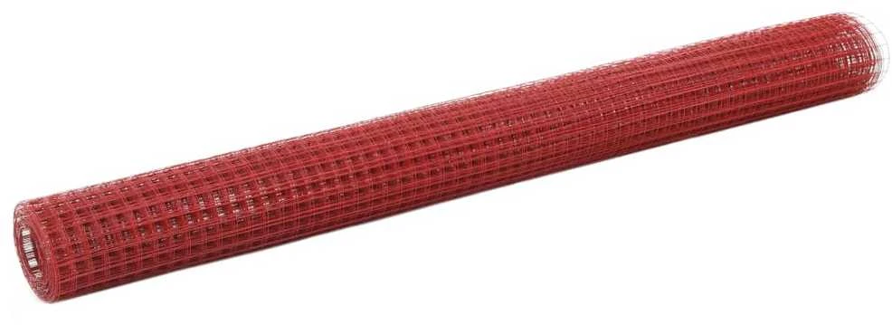 Vielos tinklas su PVC danga, raudonas, 10x1,5m