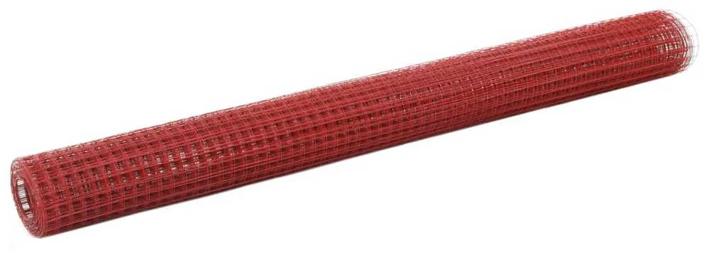 Vielos tinklas su PVC danga, raudonas, 10x1,5m