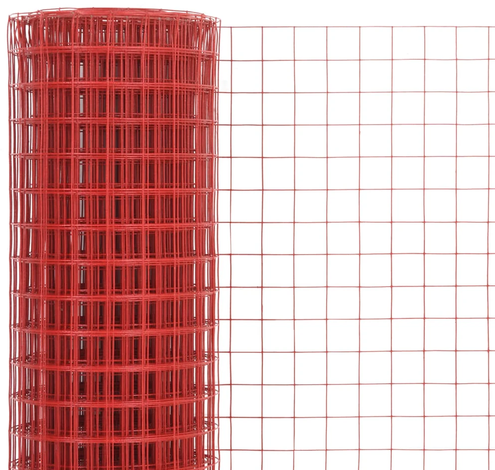 Vielos tinklas su PVC danga, raudonas, 10x1m