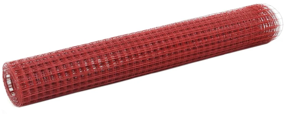 Vielos tinklas su PVC danga, raudonas, 10x1m