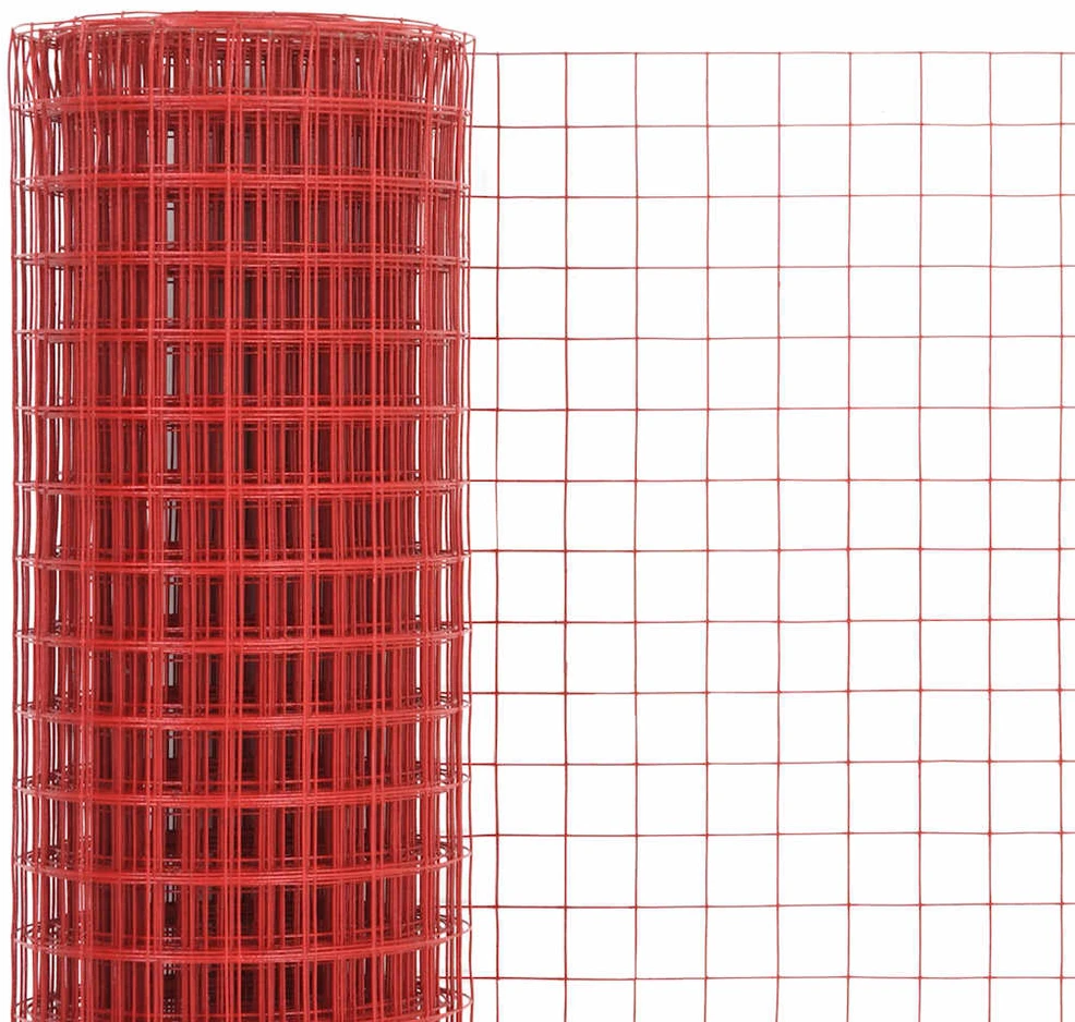 Vielos tinklas su PVC danga, raudonas, 10x1m