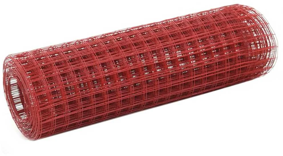 Vielos tinklas su PVC danga, raudonas, 25x0,5m