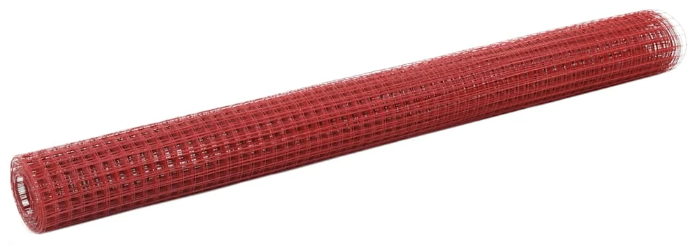 Vielos tinklas su PVC danga, raudonas, 25x1,5m