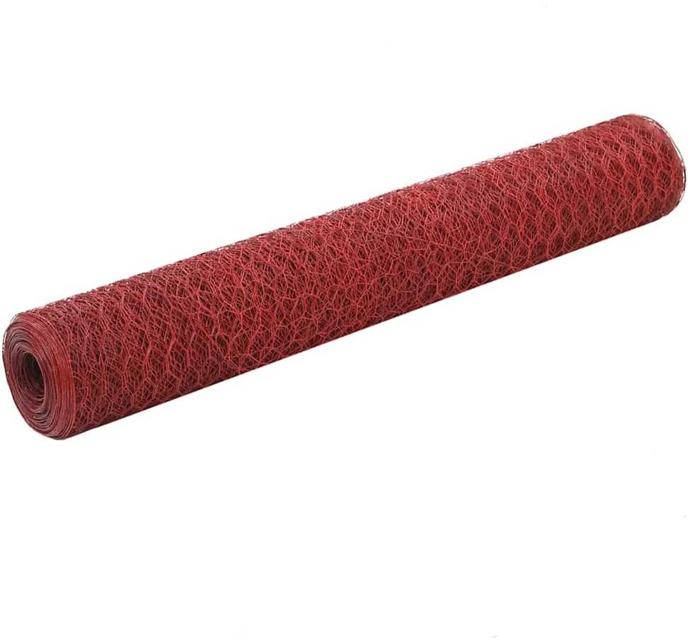 Vielos tinklas su PVC danga, raudonas, 25x1m