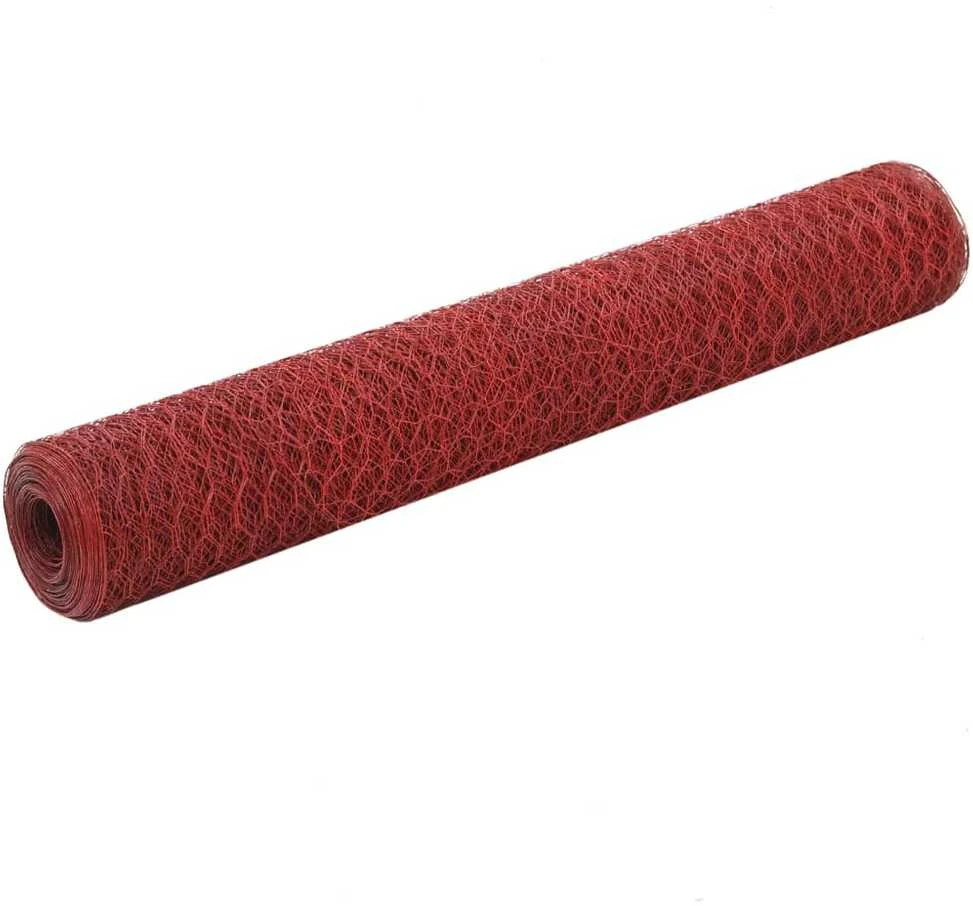 Vielos tinklas su PVC danga, raudonas, 25x1m