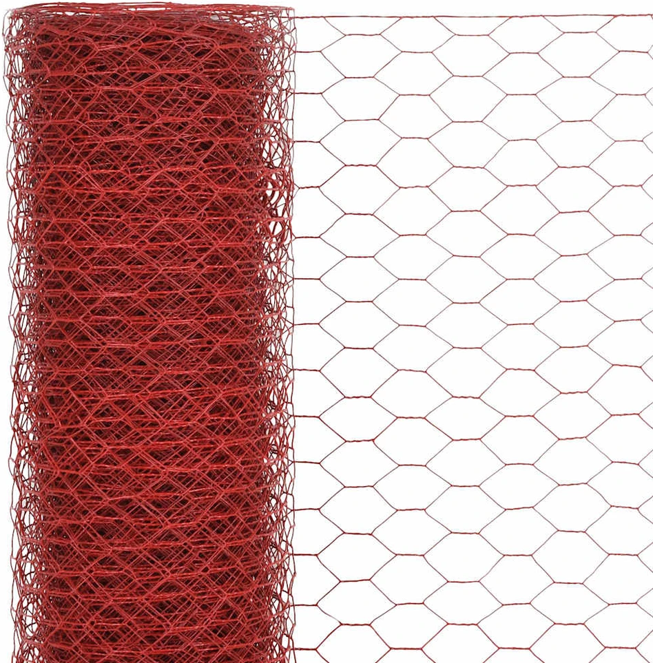 Vielos tinklas su PVC danga, raudonas, 25x1m