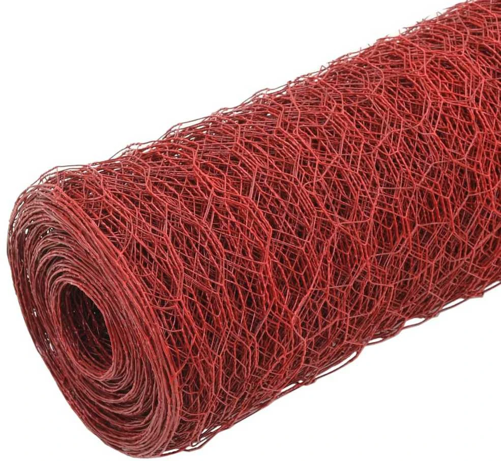 Vielos tinklas su PVC danga, raudonas, 25x1m