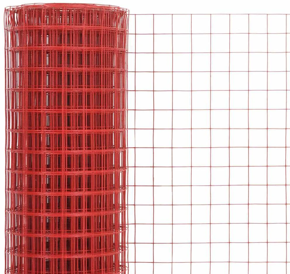 Vielos tinklas su PVC danga, raudonas, 25x1m