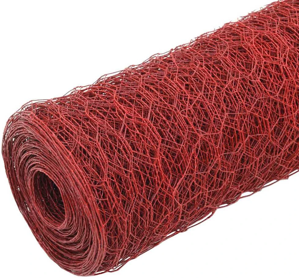 Vielos tinklas su PVC danga, raudonas, 25x1m