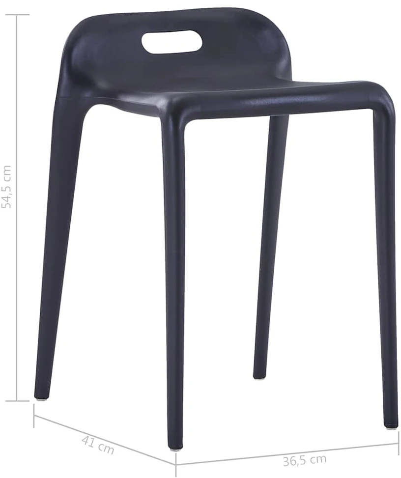 Viena ant kitos sudedamos taburetės, 4 vnt., juodos, plastikas