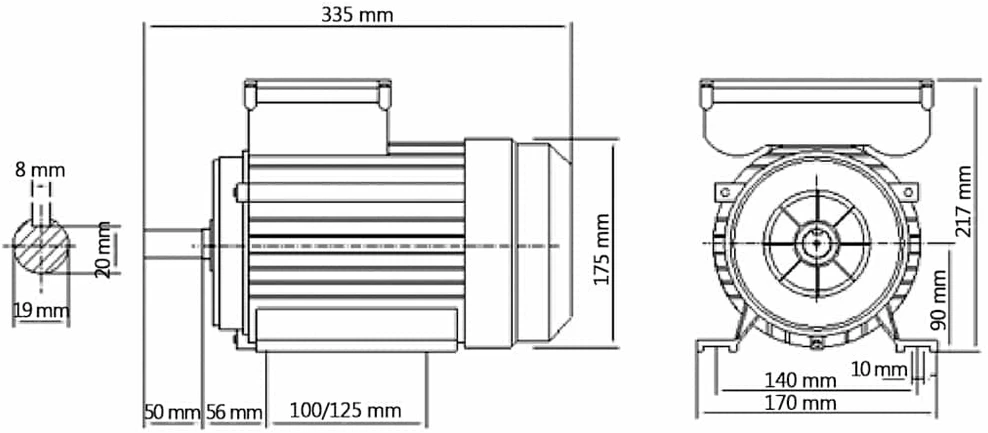 Vienfazis elektros variklis, 1,5kW/2AG, 2 polių, 2800aps./min.