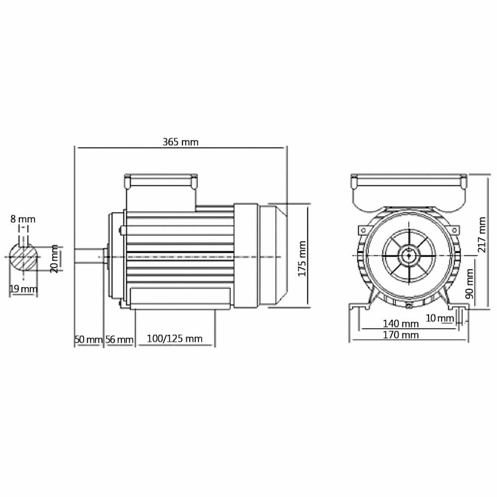 Vienfazis elektros variklis, 2,2kW/3AG, 2 polių, 2800aps./min.