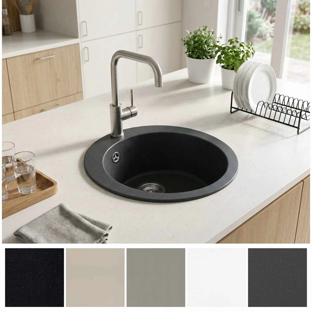 Vienguba virtuvinė kriauklė Granitas 50,5 x 29 cm Grafito