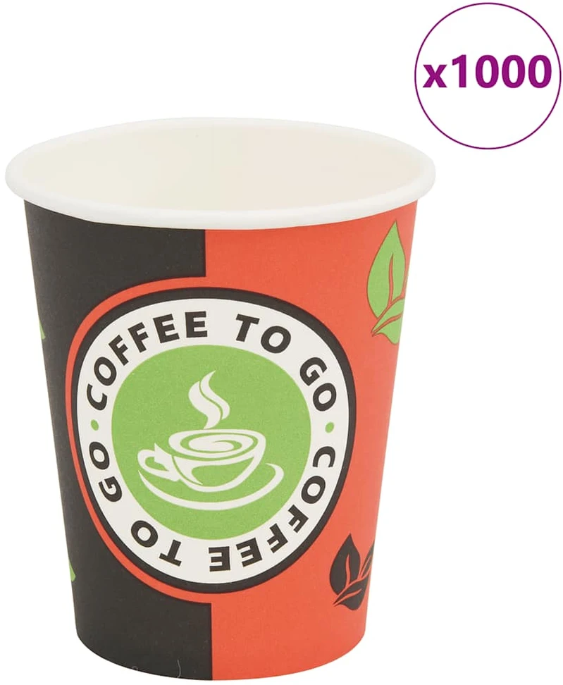 Vienk. kavos puodeliai, 1000 vnt., popieriniai, 240 ml (8 oz)