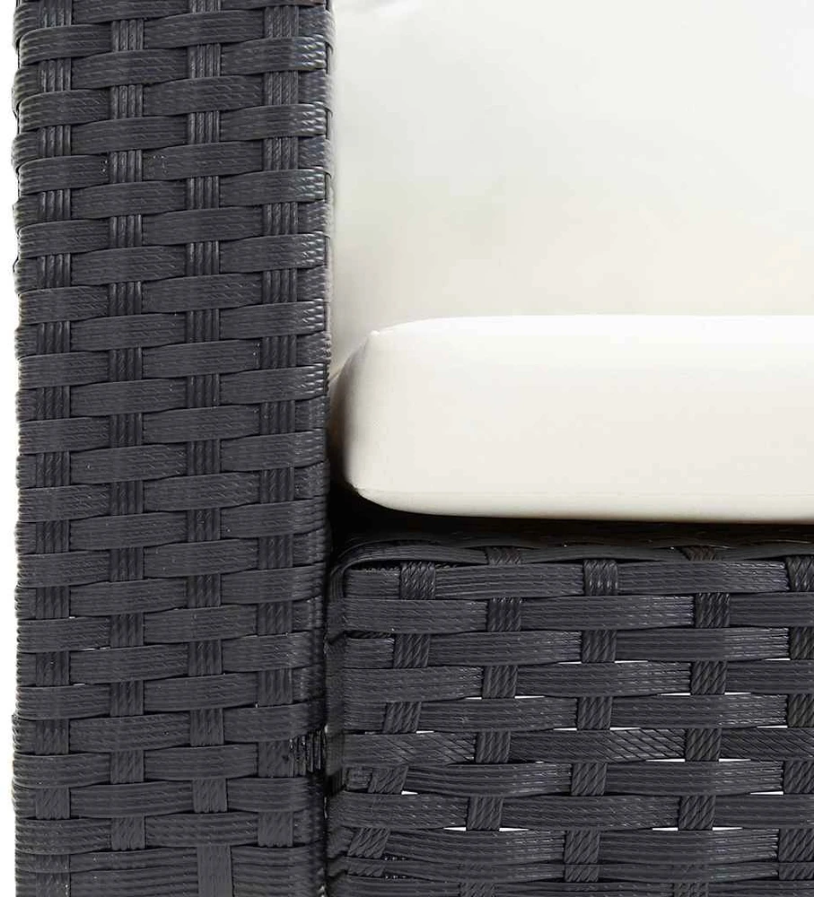 Vienvietė sodo sofa su pagalvėlėmis, juoda, poliratanas