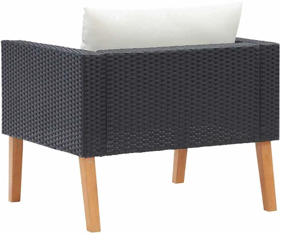 Vienvietė sodo sofa su pagalvėlėmis, juoda, poliratanas