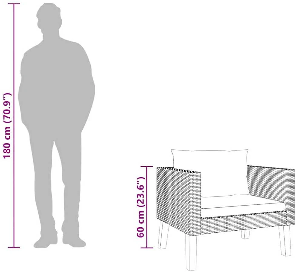 Vienvietė sodo sofa su pagalvėlėmis, juoda, poliratanas
