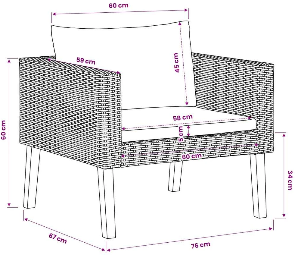 Vienvietė sodo sofa su pagalvėlėmis, smėlio, poliratanas