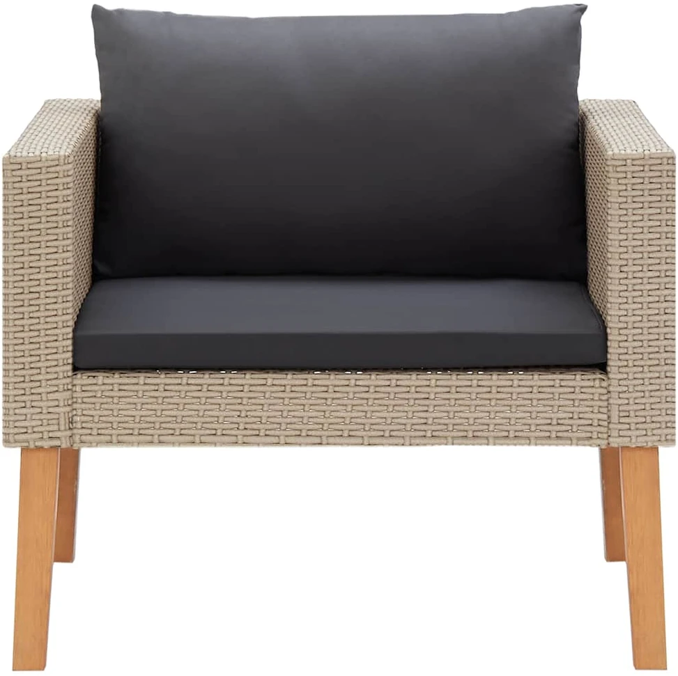 Vienvietė sodo sofa su pagalvėlėmis, smėlio, poliratanas