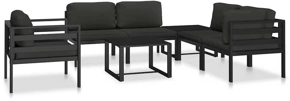 Vienvietė sofa su pagalvėlėmis, antracito spalvos, aliuminis