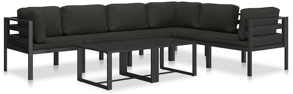 Vienvietė sofa su pagalvėlėmis, antracito spalvos, aliuminis