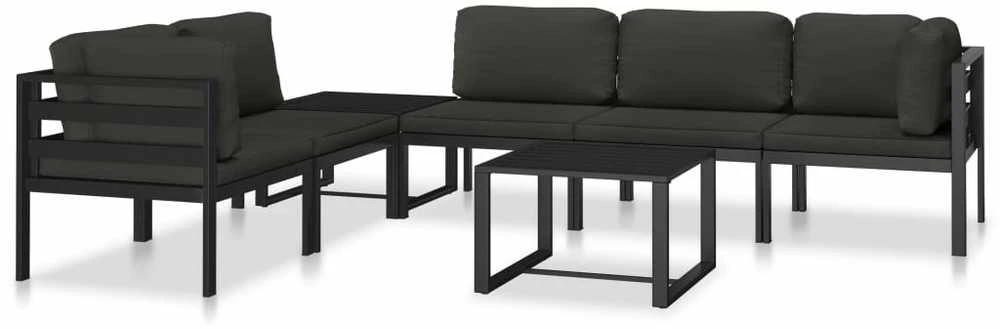 Vienvietė sofa su pagalvėlėmis, antracito spalvos, aliuminis