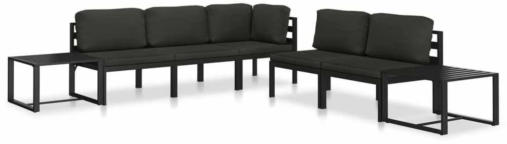 Vienvietė sofa su pagalvėlėmis, antracito spalvos, aliuminis