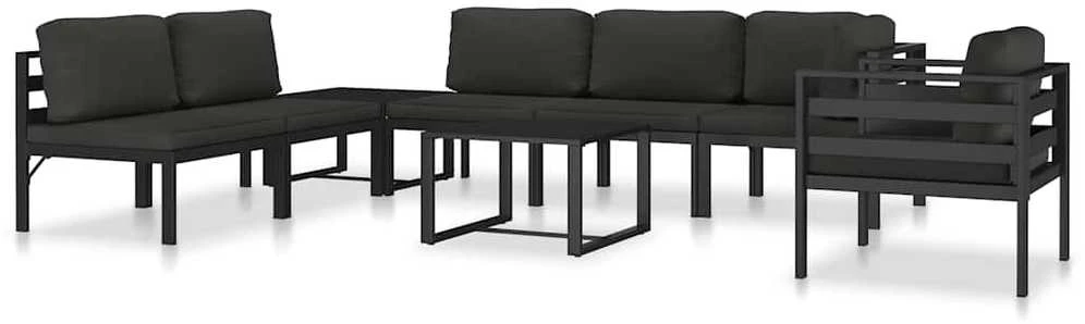 Vienvietė sofa su pagalvėlėmis, antracito spalvos, aliuminis