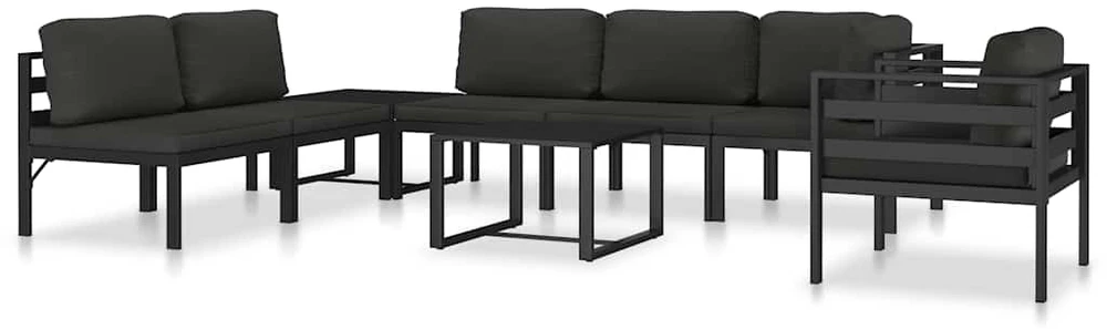 Vienvietė sofa su pagalvėlėmis, antracito spalvos, aliuminis