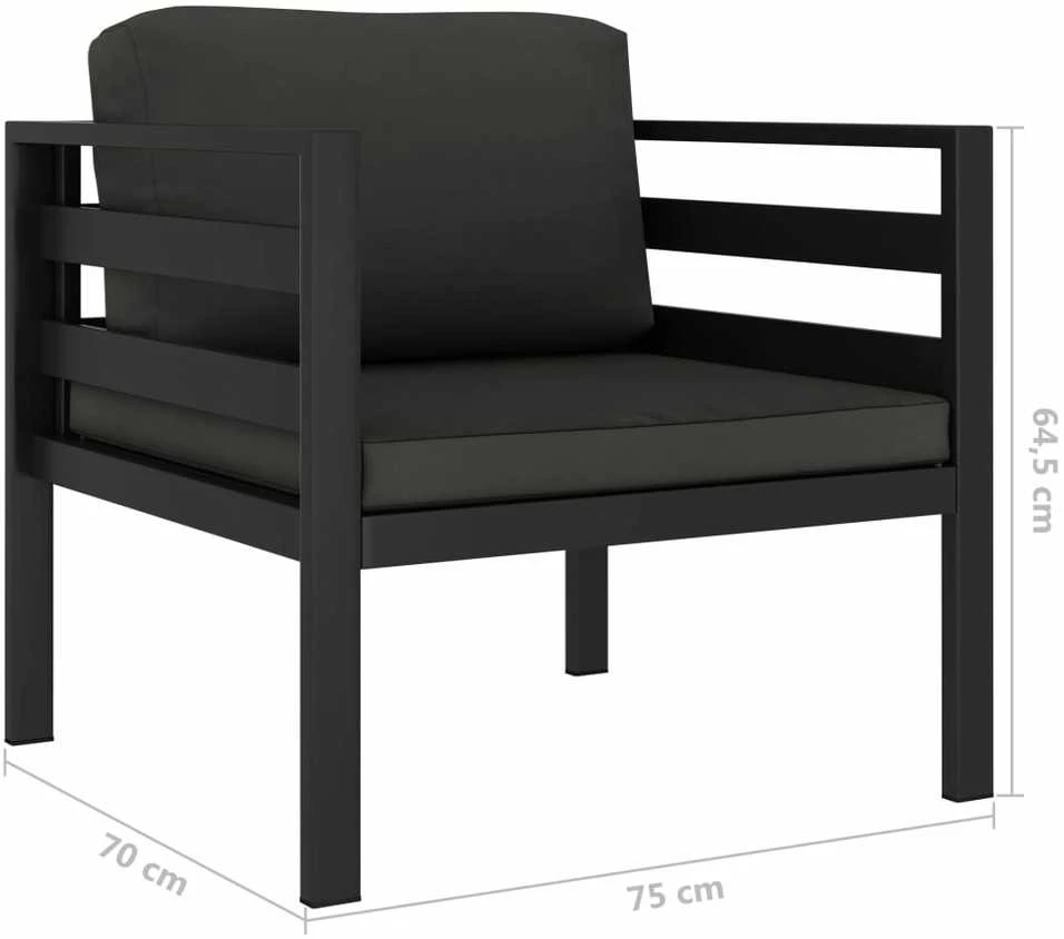 Vienvietė sofa su pagalvėlėmis, antracito spalvos, aliuminis