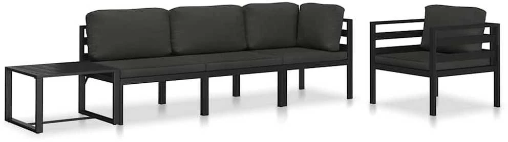 Vienvietė sofa su pagalvėlėmis, antracito spalvos, aliuminis