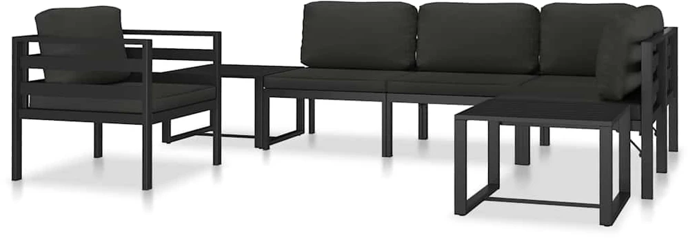 Vienvietė sofa su pagalvėlėmis, antracito spalvos, aliuminis