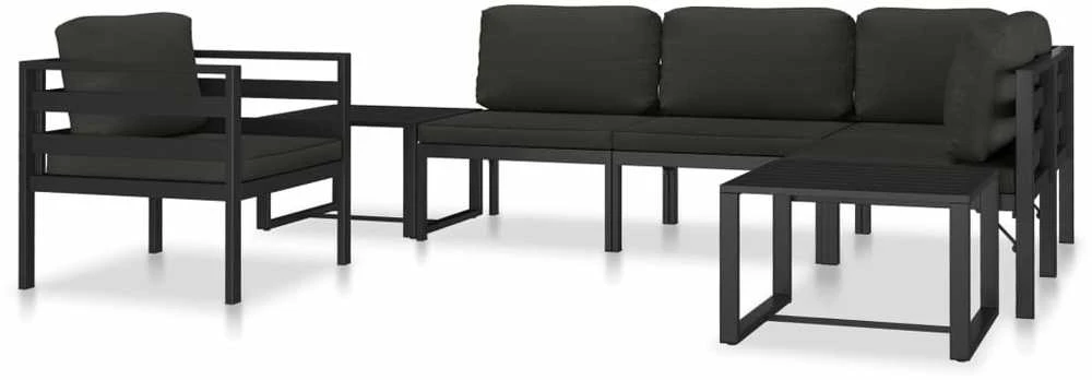Vienvietė sofa su pagalvėlėmis, antracito spalvos, aliuminis