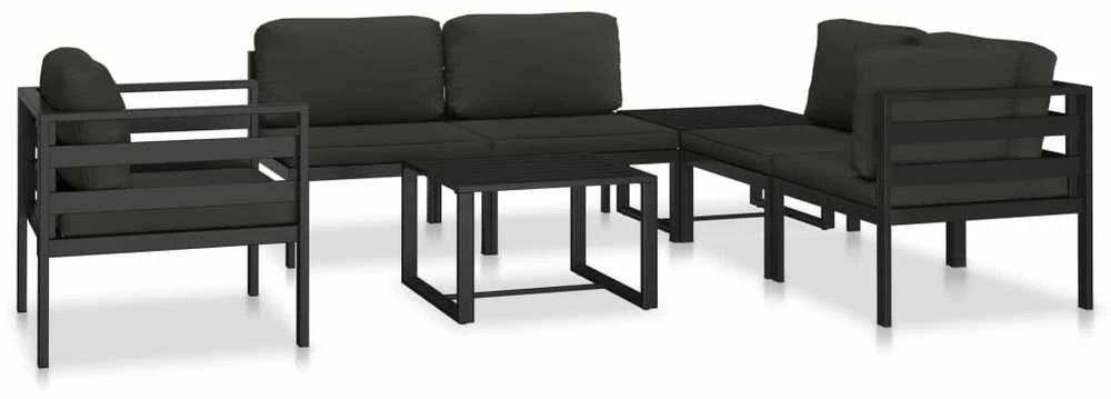 Vienvietė sofa su pagalvėlėmis, antracito spalvos, aliuminis