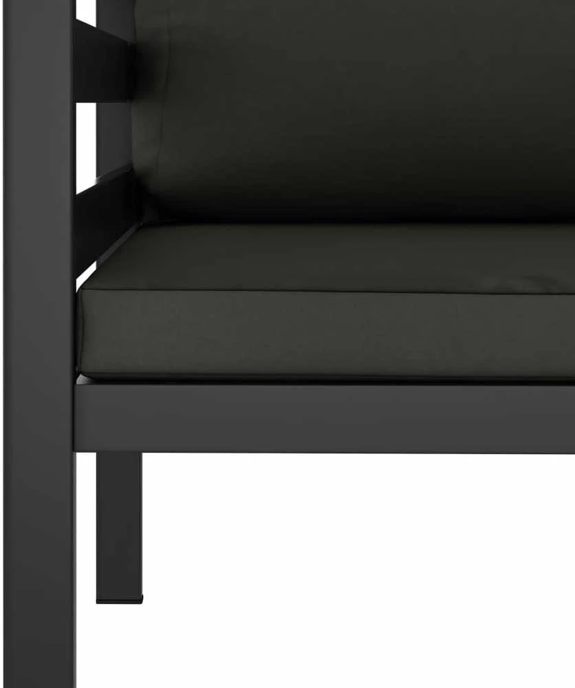 Vienvietė sofa su pagalvėlėmis, antracito spalvos, aliuminis