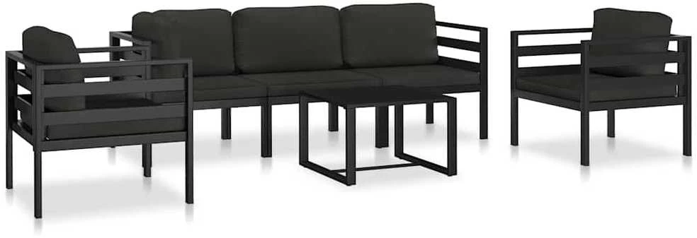 Vienvietė sofa su pagalvėlėmis, antracito spalvos, aliuminis