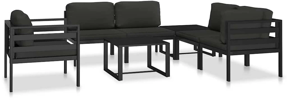 Vienvietė sofa su pagalvėlėmis, antracito spalvos, aliuminis