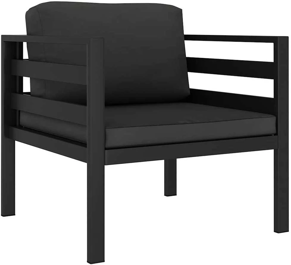 Vienvietė sofa su pagalvėlėmis, antracito spalvos, aliuminis