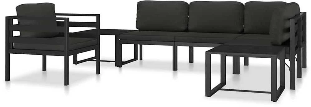 Vienvietė sofa su pagalvėlėmis, antracito spalvos, aliuminis