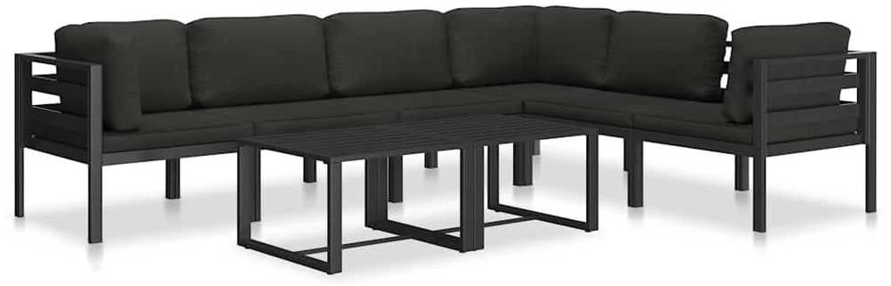 Vienvietė sofa su pagalvėlėmis, antracito spalvos, aliuminis