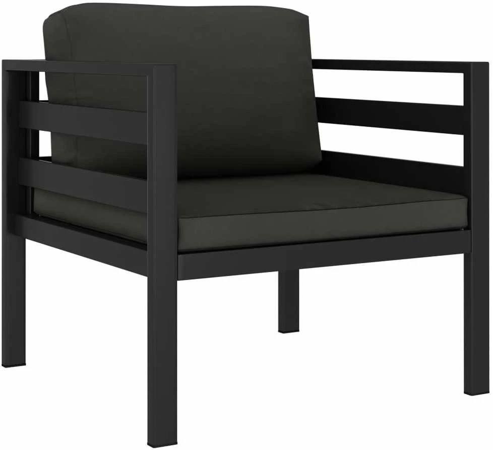 Vienvietė sofa su pagalvėlėmis, antracito spalvos, aliuminis